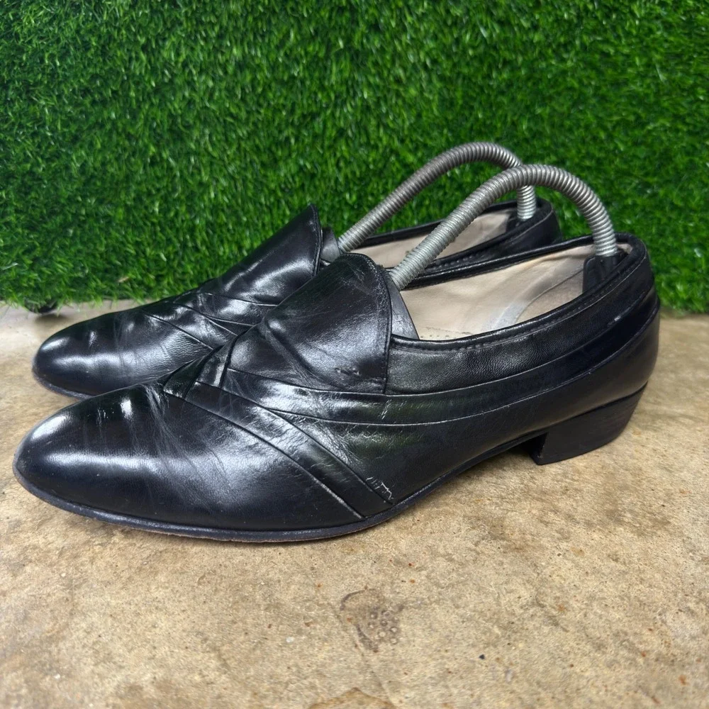 Vintage 90s Stacy Adams Leather Loafers Dress Shoes Black Size 8